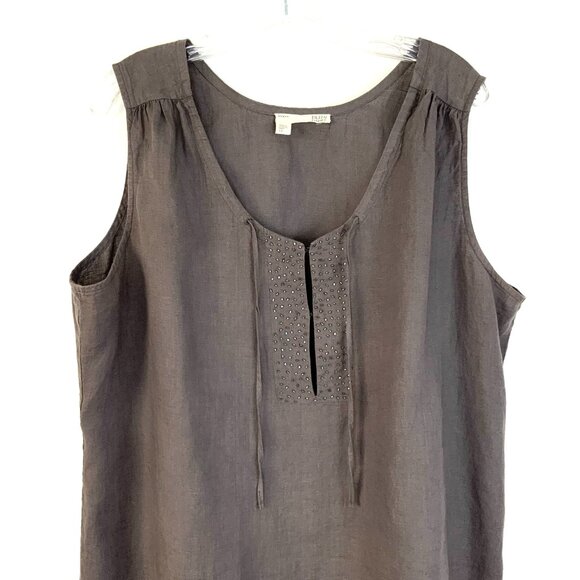 EILEEN FISHER Irish Linen Tunic Beaded Sleeveless Tank Top Purple-Brown Sz 1X - Picture 3 of 16